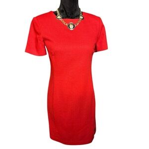 JG HOOK Vintage Womens Red Sheath Dress Size 2P Lined Office Party Business